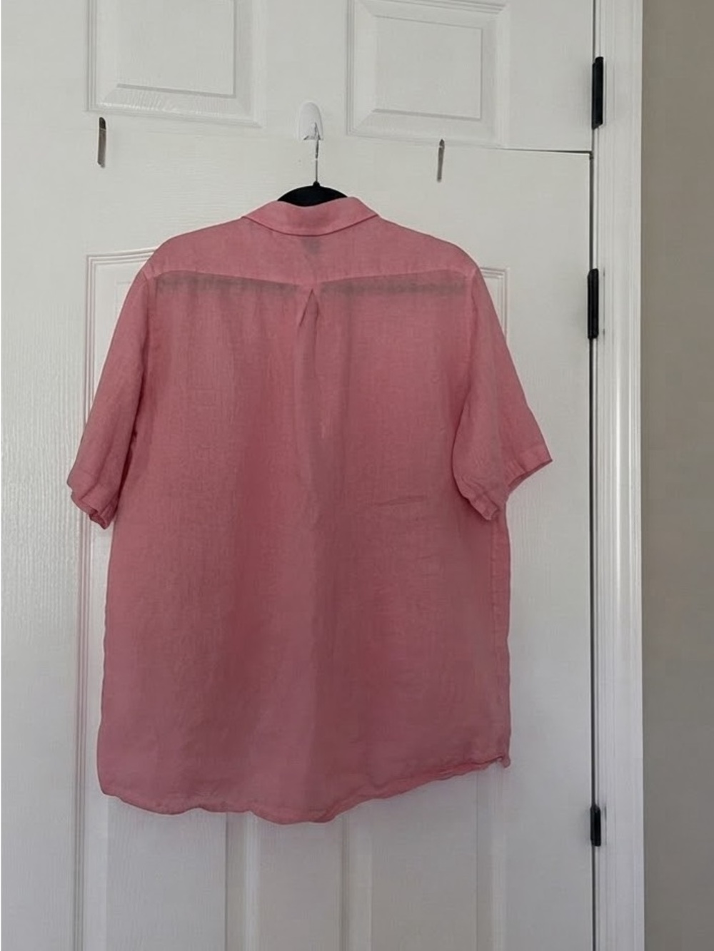 Raffi Men’s 100% Linen Short-Sleeve Button-Down Shirt in Salmon Size Large - Picture 3 of 11